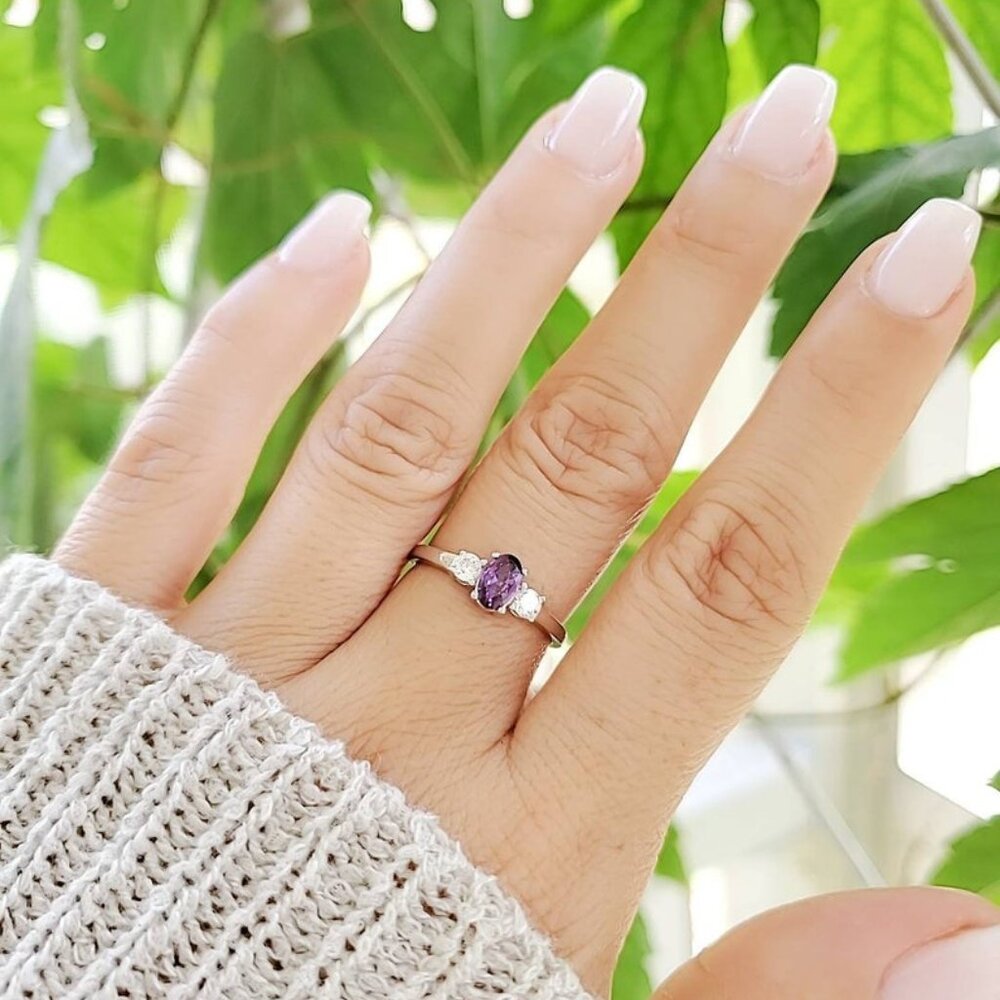 Sterling Silver Amethyst Ring, Brides Ring, Promi… - image 7
